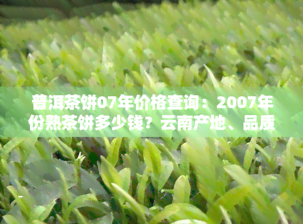 普洱茶饼07年价格查询：2007年份熟茶饼多少钱？云南产地、品质等信息全掌握！