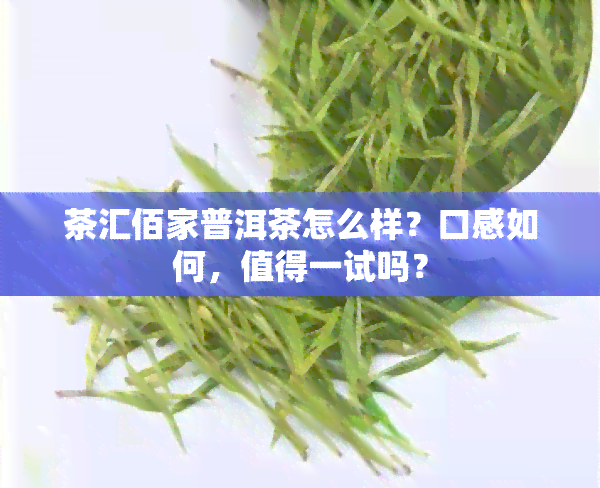 茶汇佰家普洱茶怎么样？口感如何，值得一试吗？