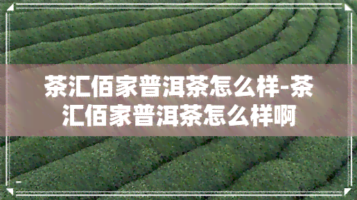 茶汇佰家普洱茶怎么样-茶汇佰家普洱茶怎么样啊