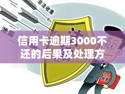 信用卡逾期3000不还的后果及处理方法：多久会被起诉、立案？逾期一个月需要还多少钱？逾期几年会被告吗？