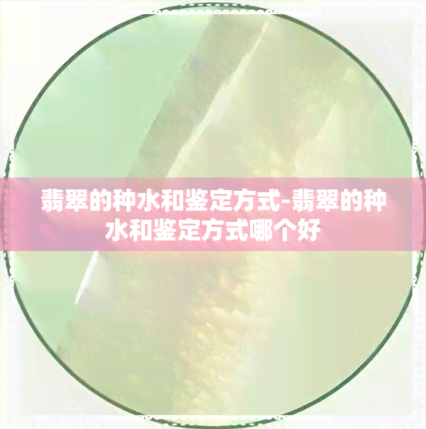 翡翠的种水和鉴定方式-翡翠的种水和鉴定方式哪个好