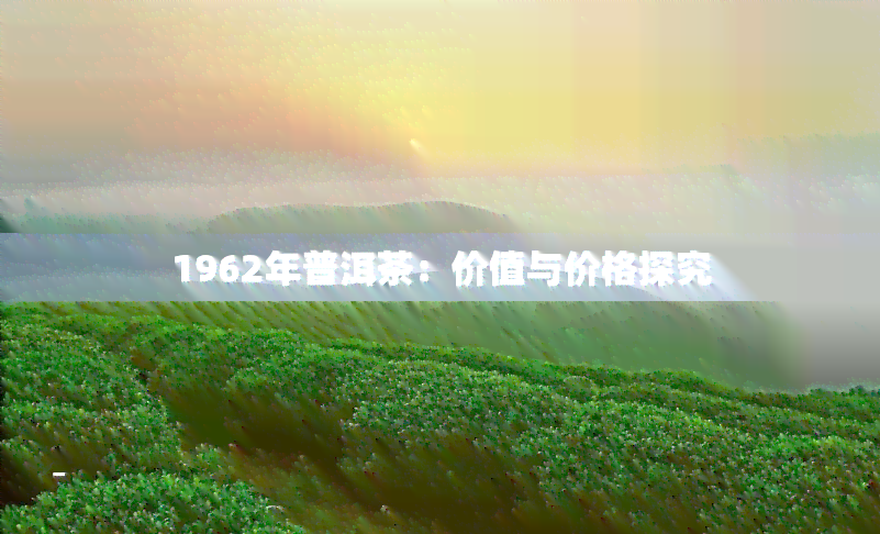 1962年普洱茶：价值与价格探究