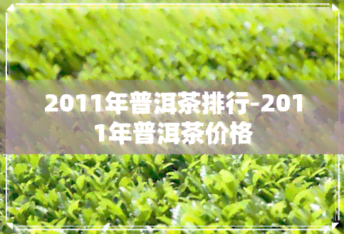 2011年普洱茶排行-2011年普洱茶价格