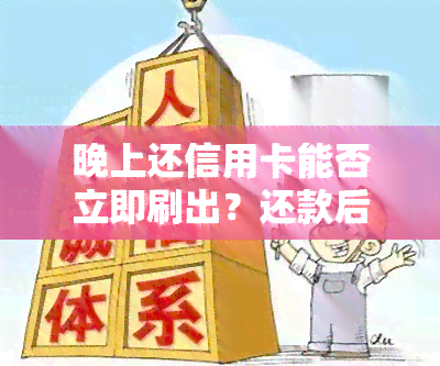 晚上还信用卡能否立即刷出？还款后额度何时恢复？有何区别？