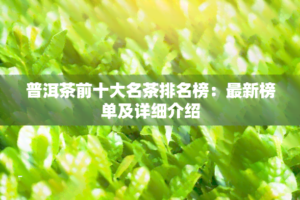 普洱茶前十大名茶排名榜：最新榜单及详细介绍