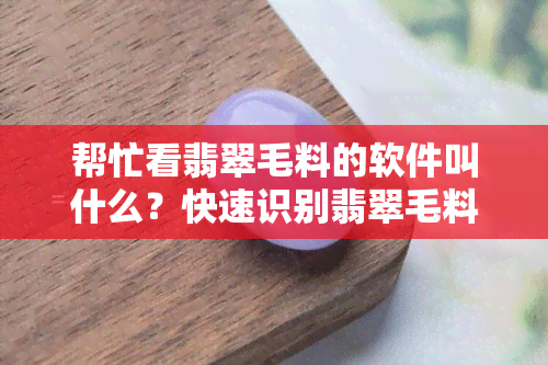 帮忙看翡翠毛料的软件叫什么？快速识别翡翠毛料真伪与好坏的方法全攻略！