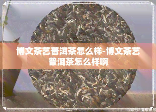 博文茶艺普洱茶怎么样-博文茶艺普洱茶怎么样啊