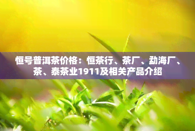 恒号普洱茶价格：恒茶行、茶厂、勐海厂、茶、泰茶业1911及相关产品介绍