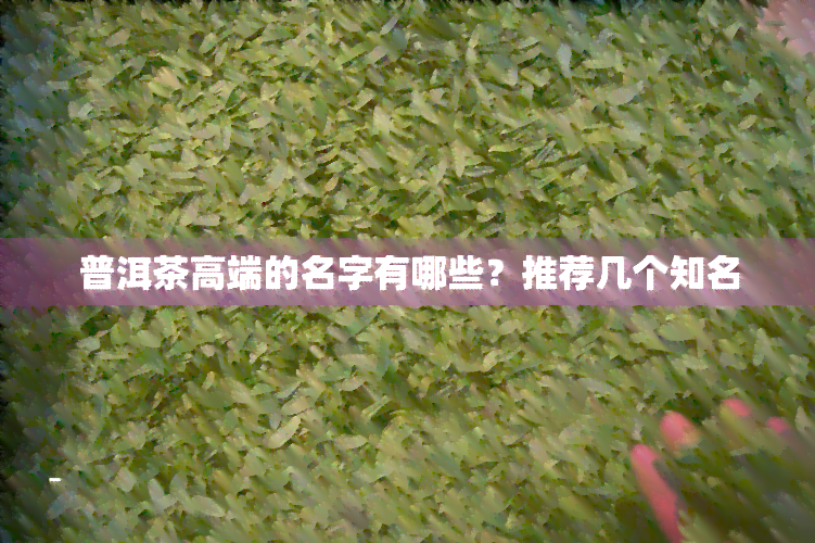 普洱茶高端的名字有哪些？推荐几个知名