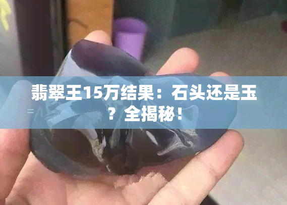 翡翠王15万结果：石头还是玉？全揭秘！