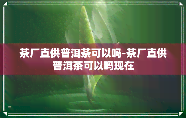 茶厂直供普洱茶可以吗-茶厂直供普洱茶可以吗现在