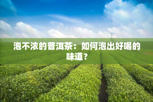 泡不浓的普洱茶：如何泡出好喝的味道？