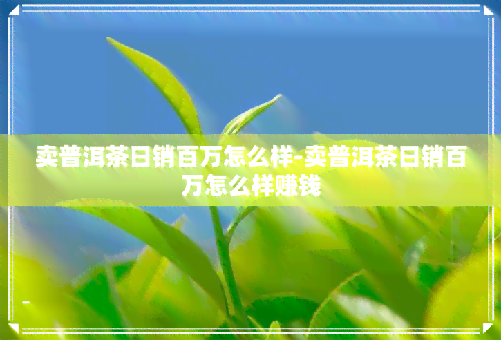 卖普洱茶日销百万怎么样-卖普洱茶日销百万怎么样赚钱