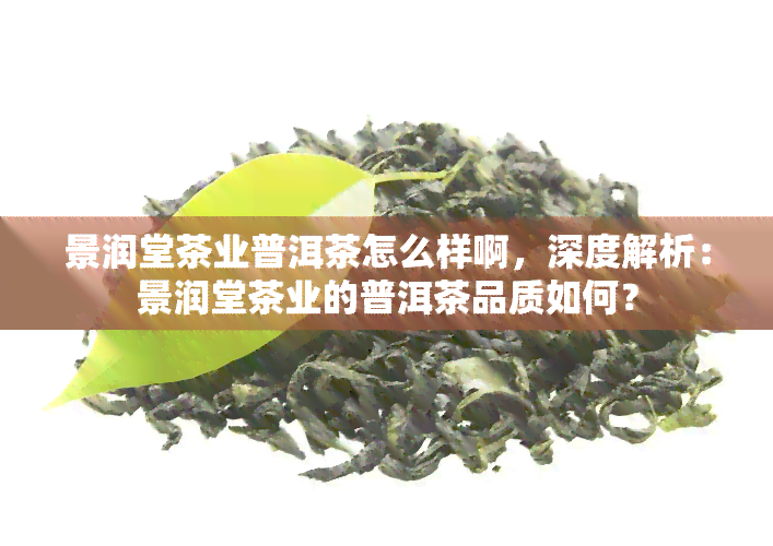 景润堂茶业普洱茶怎么样啊，深度解析：景润堂茶业的普洱茶品质如何？