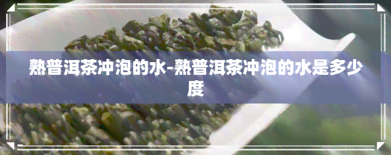 熟普洱茶冲泡的水-熟普洱茶冲泡的水是多少度