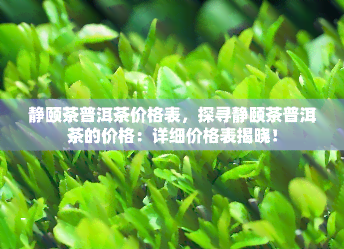 静颐茶普洱茶价格表，探寻静颐茶普洱茶的价格：详细价格表揭晓！