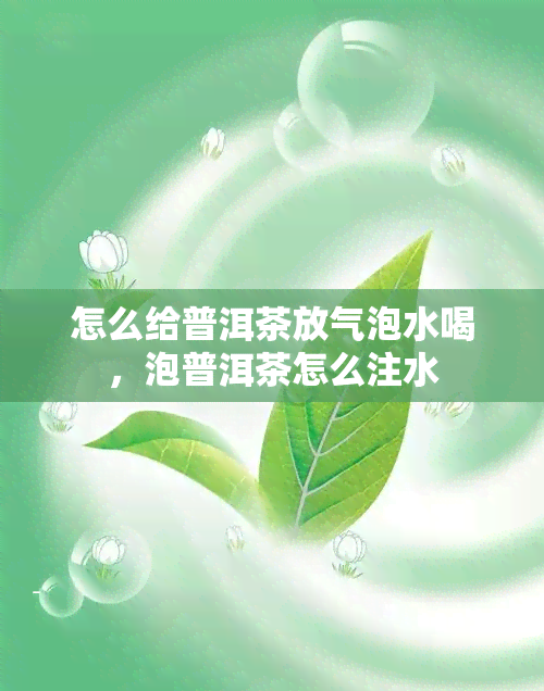 怎么给普洱茶放气泡水喝，泡普洱茶怎么注水