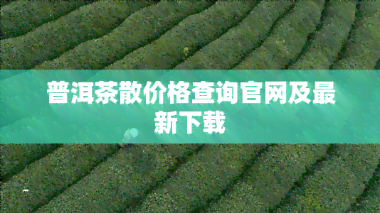 普洱茶散价格查询官网及最新下载