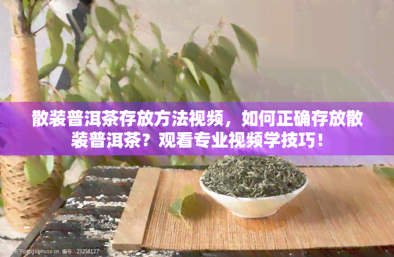 散装普洱茶存放方法视频，如何正确存放散装普洱茶？观看专业视频学技巧！