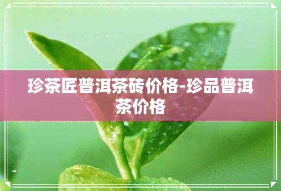 珍茶匠普洱茶砖价格-珍品普洱茶价格