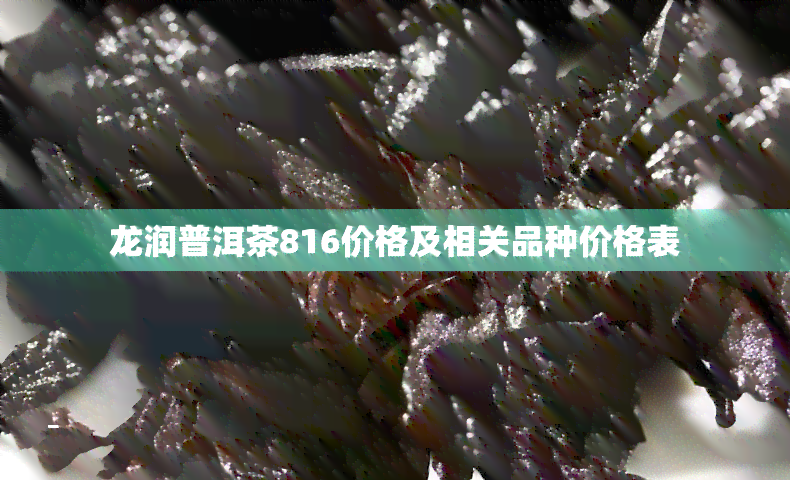 龙润普洱茶816价格及相关品种价格表