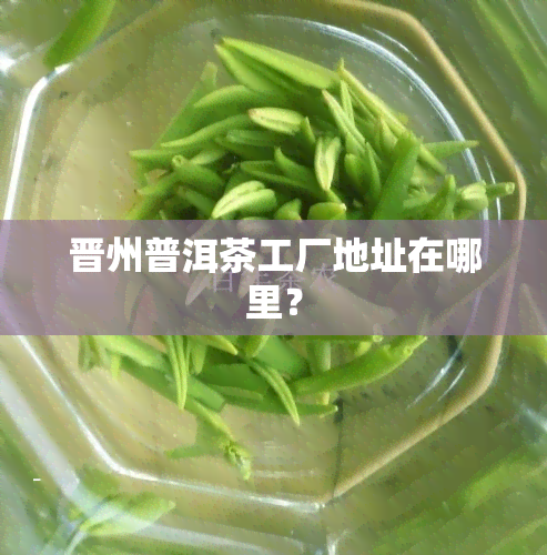 晋州普洱茶工厂地址在哪里？