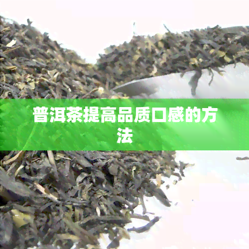 普洱茶提高品质口感的方法