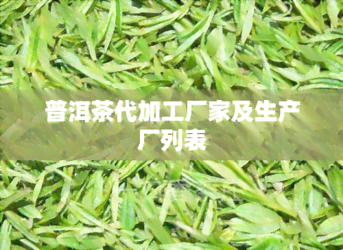 普洱茶代加工厂家及生产厂列表