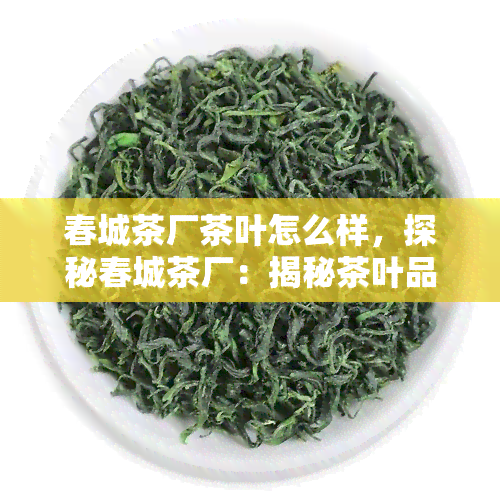 春城茶厂茶叶怎么样，探秘春城茶厂：揭秘茶叶品质与制作工艺