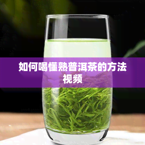 如何喝懂熟普洱茶的方法视频