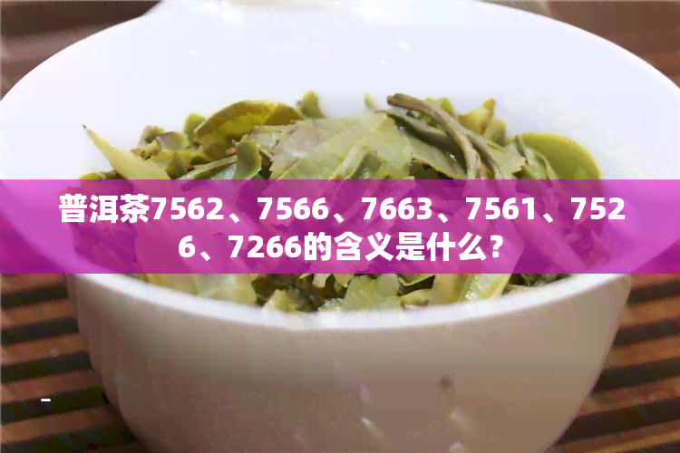 普洱茶7562、7566、7663、7561、7526、7266的含义是什么？