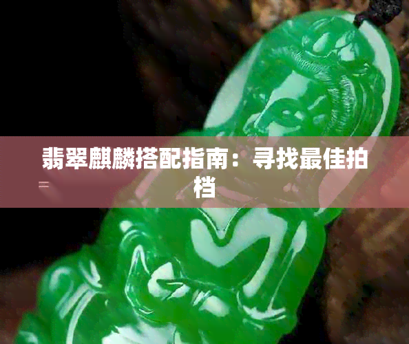 翡翠麒麟搭配指南：寻找更佳拍档