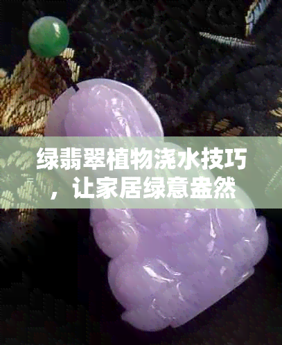 绿翡翠植物浇水技巧，让家居绿意盎然