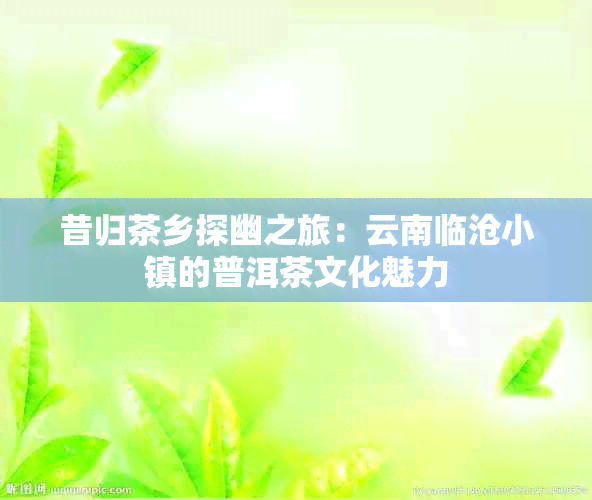 昔归茶乡探幽之旅：云南临沧小镇的普洱茶文化魅力