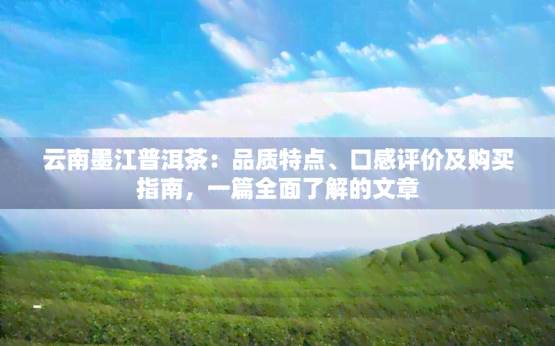 云南墨江普洱茶：品质特点、口感评价及购买指南，一篇全面了解的文章