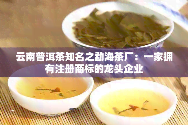 云南普洱茶知名之勐海茶厂：一家拥有注册商标的龙头企业