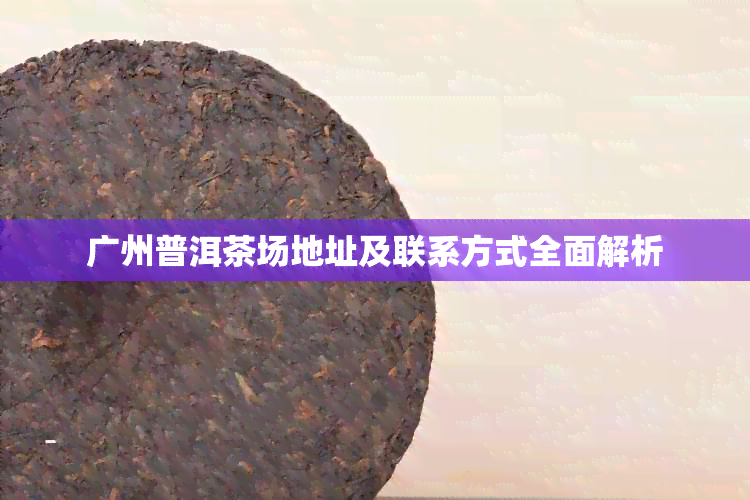 广州普洱茶场地址及联系方式全面解析