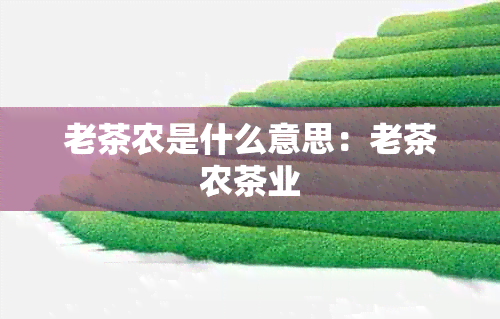 老茶农是什么意思：老茶农茶业