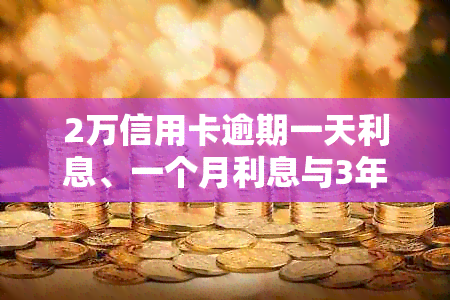 2万信用卡逾期一天利息、一个月利息与3年还款总额，是否会导致牢狱之灾？