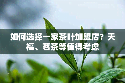 如何选择一家茶叶加盟店？天福、茗茶等值得考虑