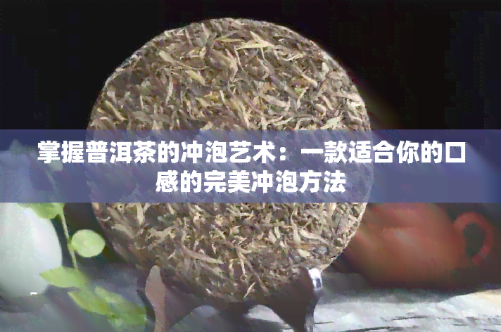 掌握普洱茶的冲泡艺术：一款适合你的口感的完美冲泡方法