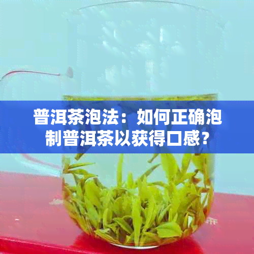 普洱茶泡法：如何正确泡制普洱茶以获得口感？