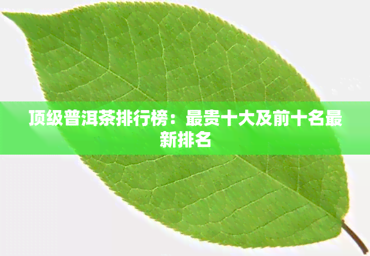 顶级普洱茶排行榜：最贵十大及前十名最新排名