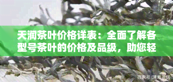 天润茶叶价格详表：全面了解各型号茶叶的价格及品级，助您轻松选购