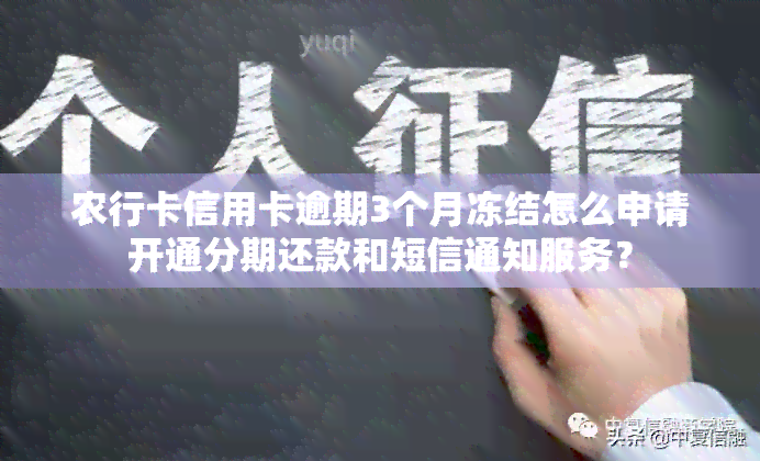 农行卡信用卡逾期3个月冻结怎么申请开通分期还款和短信通知服务？