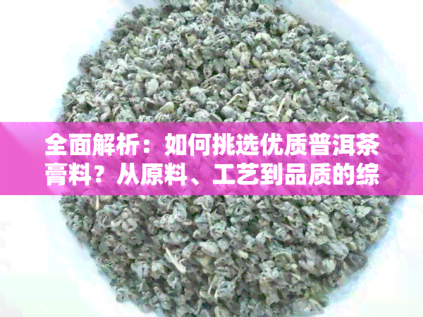 全面解析：如何挑选优质普洱茶膏料？从原料、工艺到品质的综合评估方法