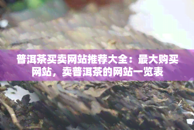 普洱茶买卖网站推荐大全：更大购买网站，卖普洱茶的网站一览表