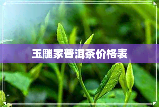 玉雕家普洱茶价格表