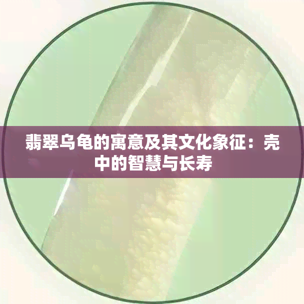 翡翠乌龟的寓意及其文化象征：壳中的智慧与长寿