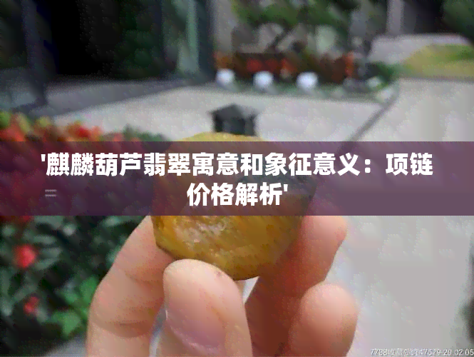 '麒麟葫芦翡翠寓意和象征意义：项链价格解析'